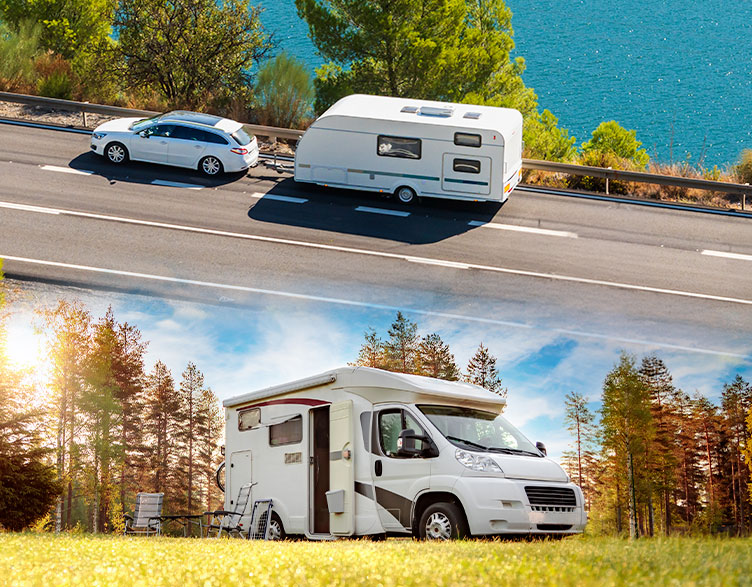 An image of a caravan and a motorhome.