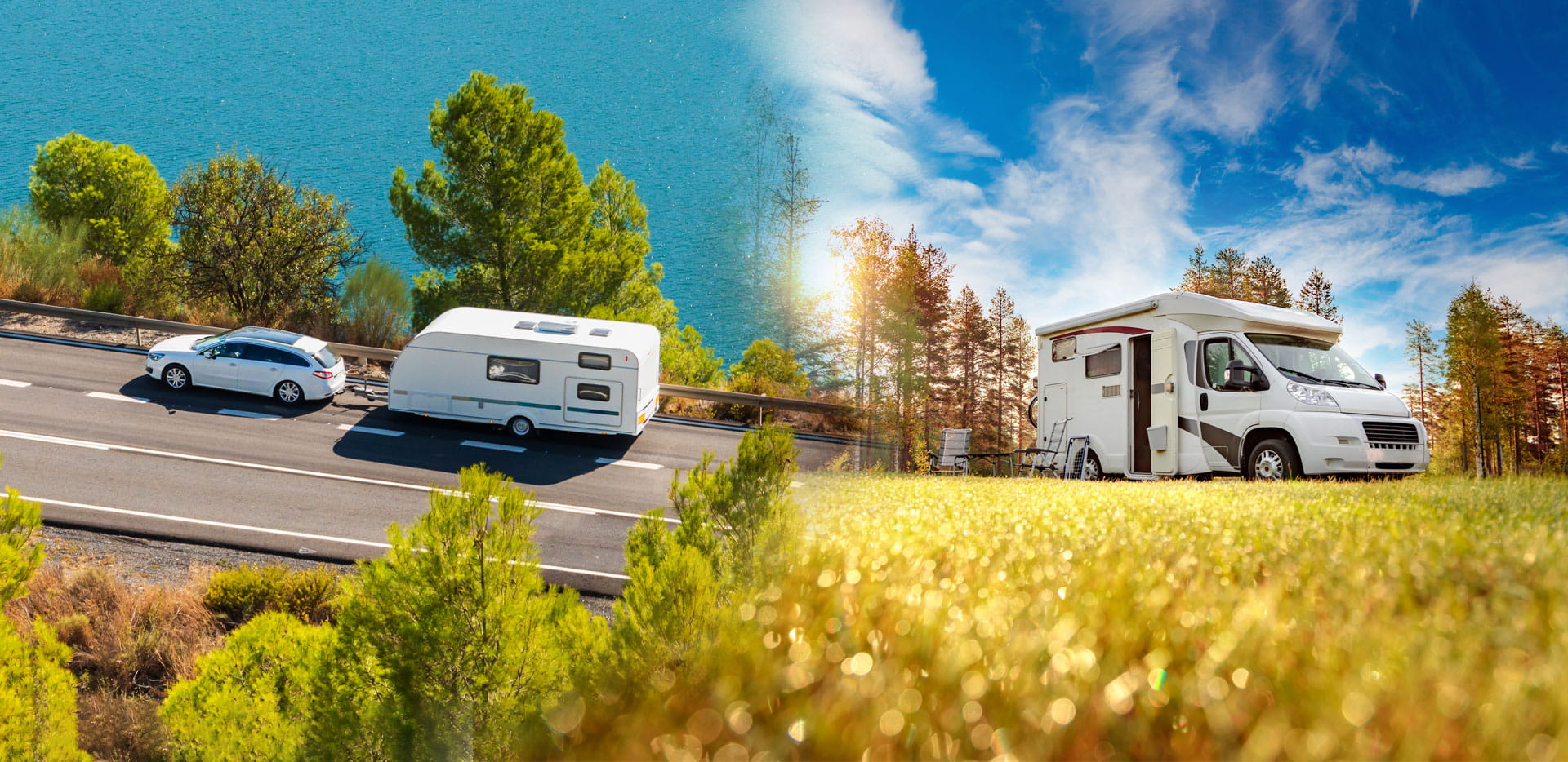 An image of a caravan and a motorhome.
